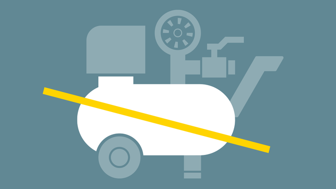 O i.Comp 3 não necessita de reservatório de ar comprimido.